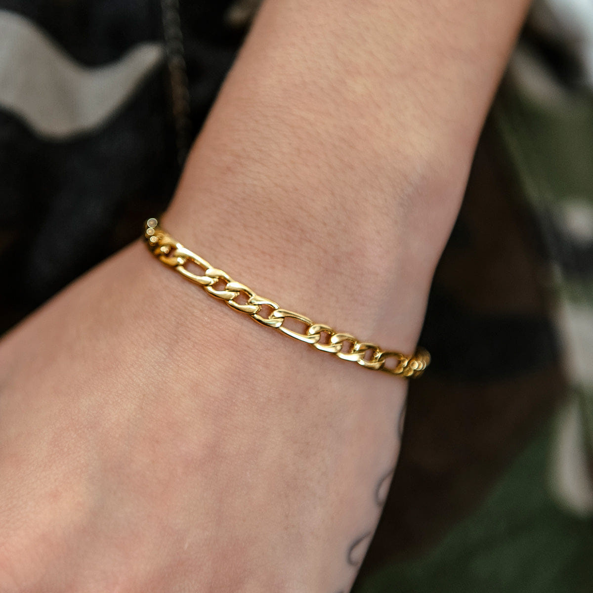 GLD Women Figaro Bracelet in Yellow Gold - 4 mm