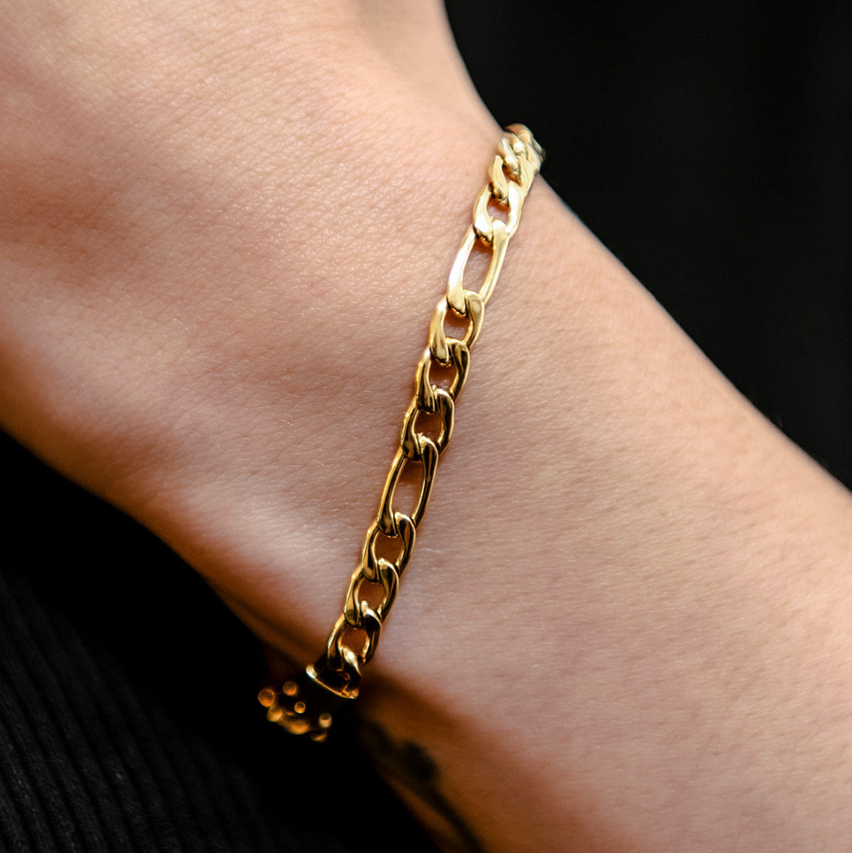 GLD Women Figaro Bracelet in Yellow Gold - 4 mm