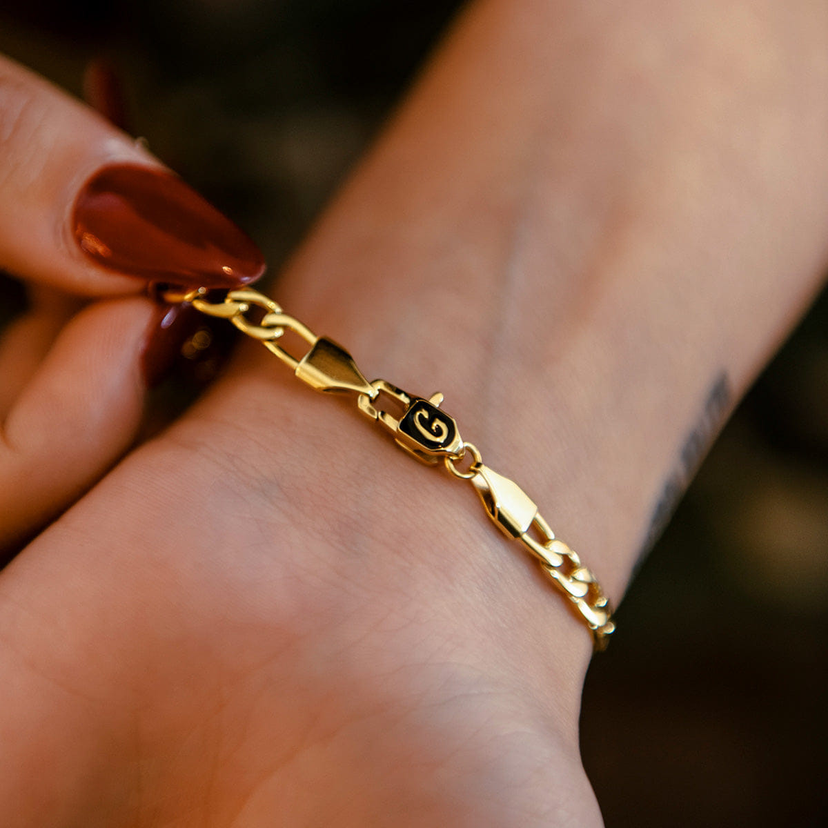GLD Women Figaro Bracelet in Yellow Gold - 4 mm