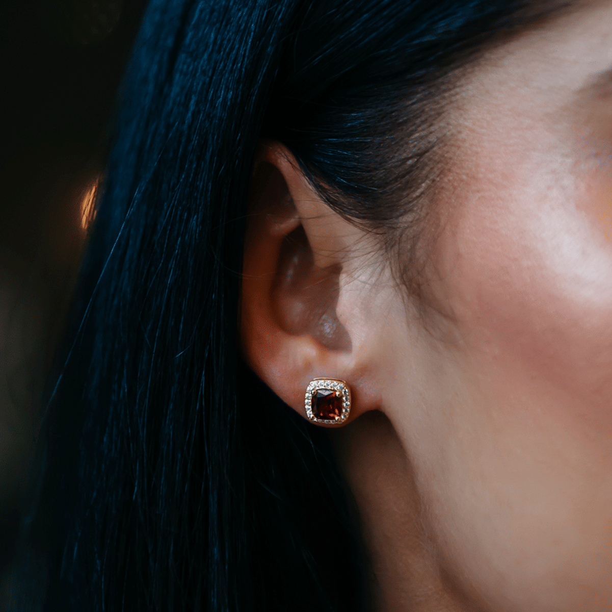 GLD Women Ruby Cushion Cut Earrings
