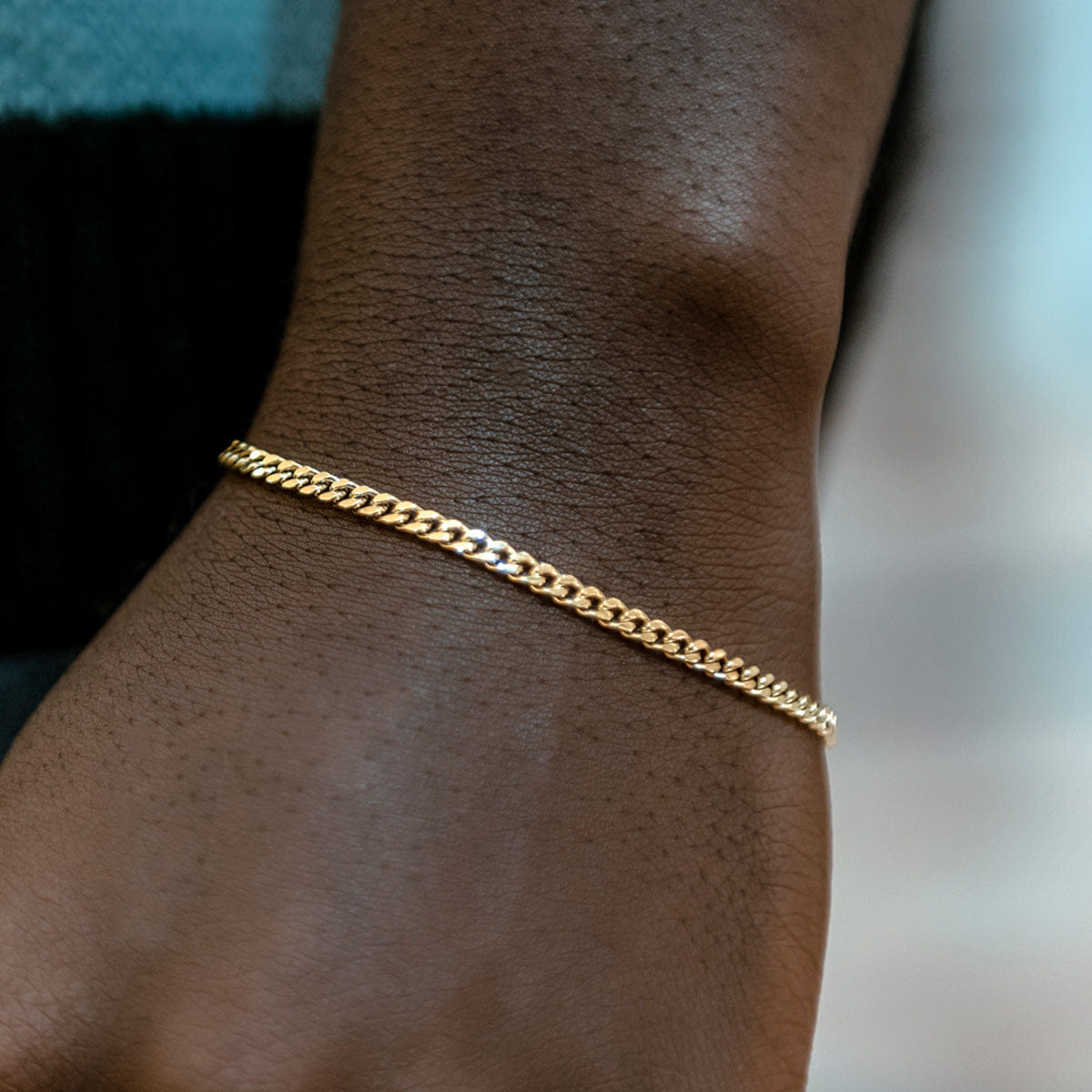 GLD Men Micro Cuban Bracelet in Yellow Gold - 3 mm