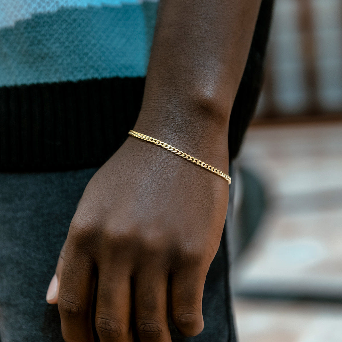 GLD Men Micro Cuban Bracelet in Yellow Gold - 3 mm