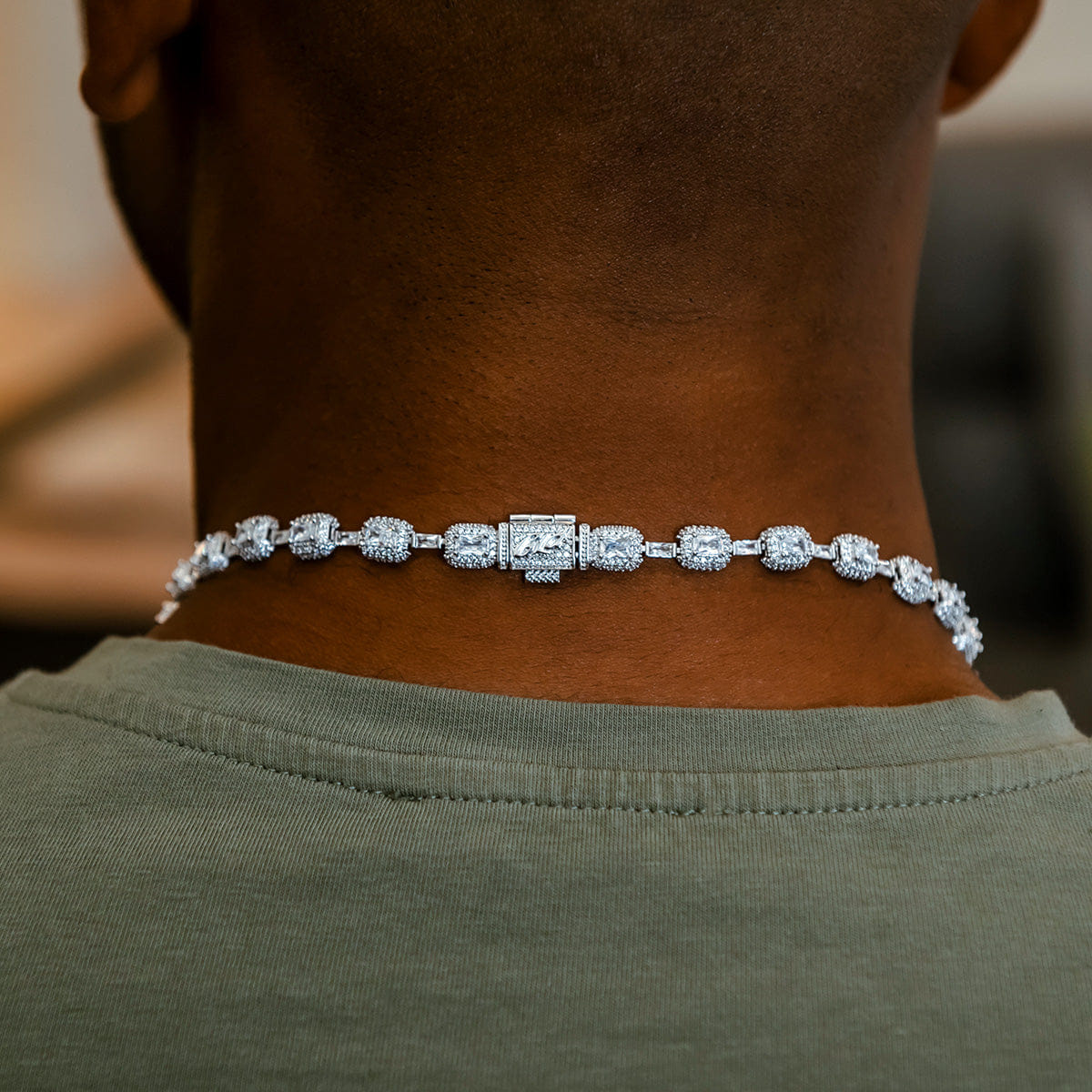 GLD Men Diamond Cushion Cut Lariat Chain