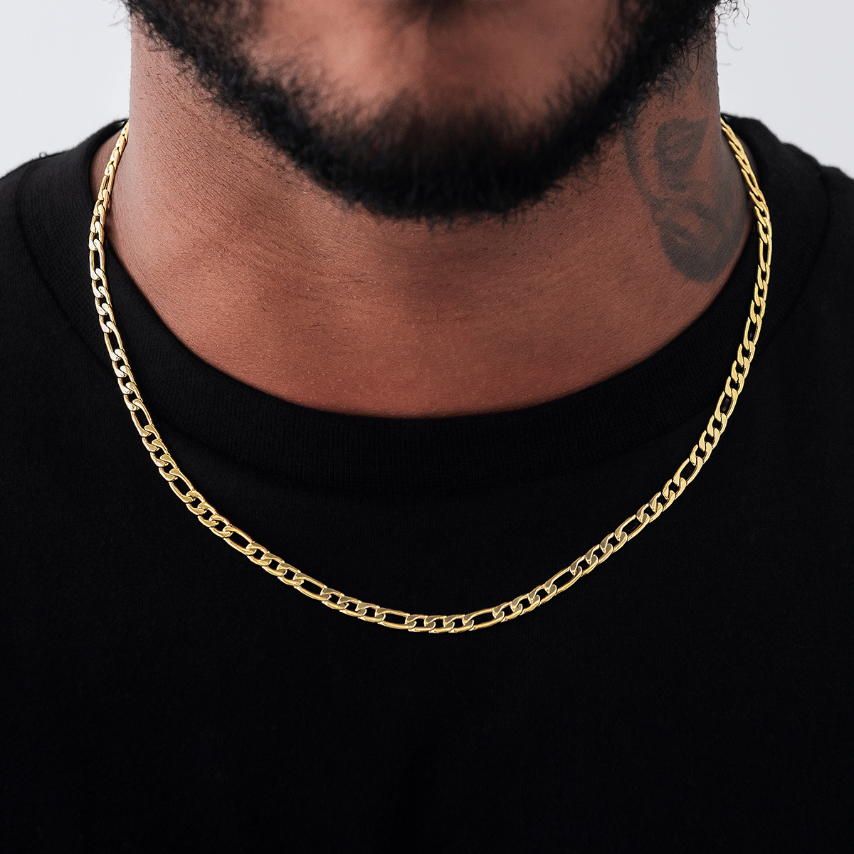 GLD Men Figaro Chain in Yellow Gold - 4 mm