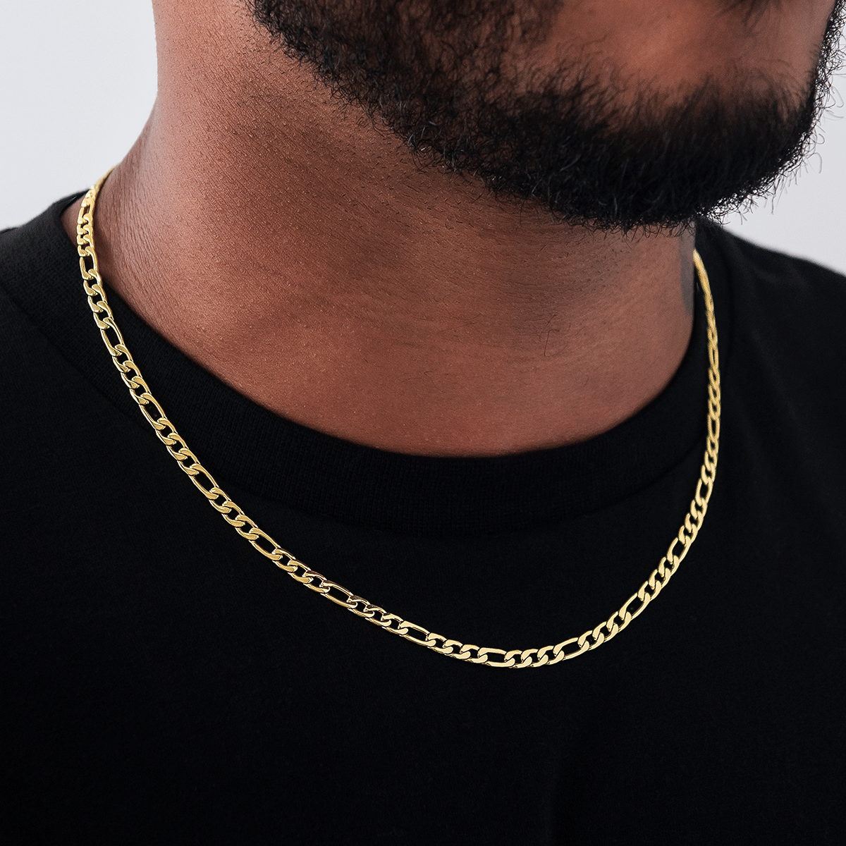GLD Men Figaro Chain in Yellow Gold - 4 mm