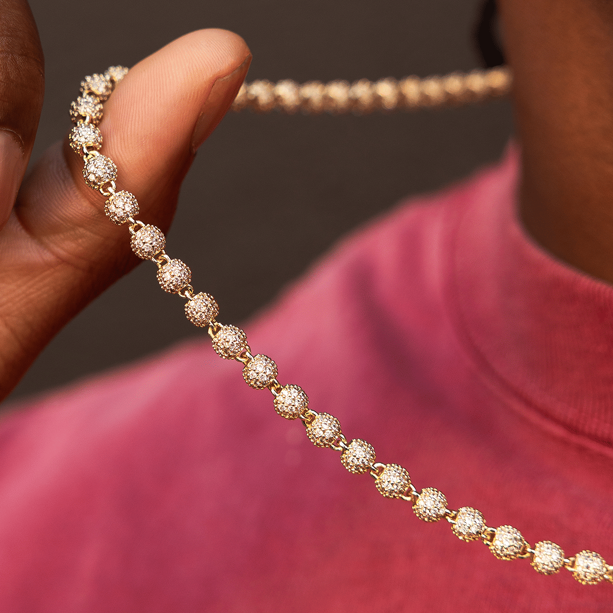 GLD Men Iced Ball Chain in Yellow Gold - 4 mm