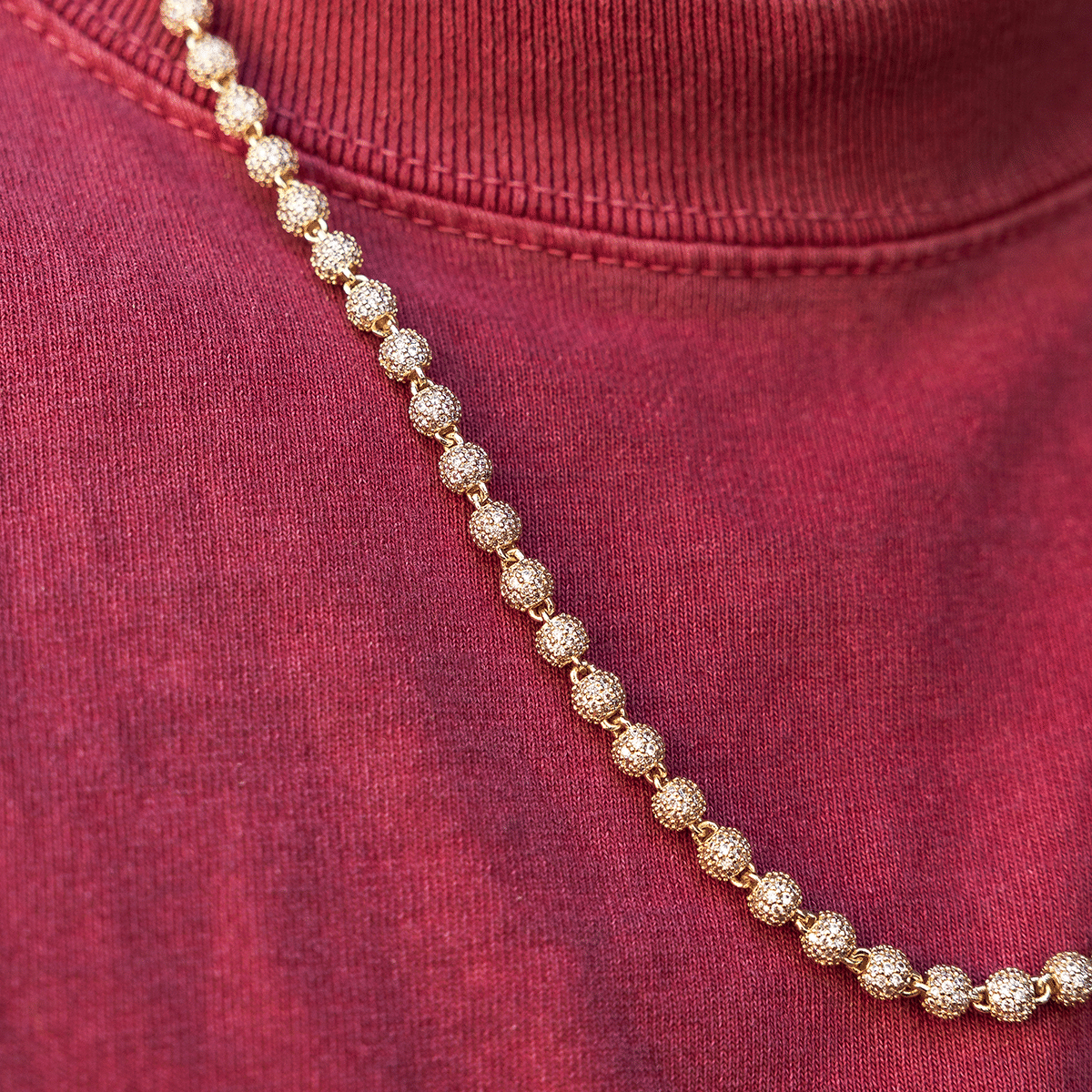 GLD Men Iced Ball Chain in Yellow Gold - 4 mm