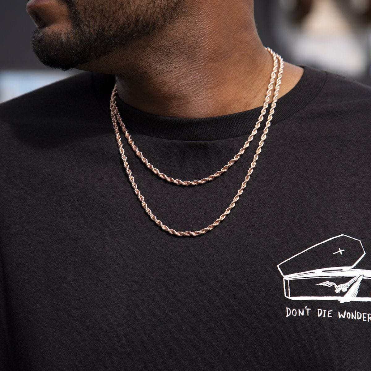 GLD Men Rope Chain in Rose Gold - 4 mm