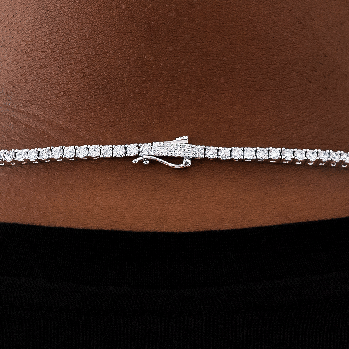 GLD Men Diamond Tennis Chain in White Gold - 3 mm
