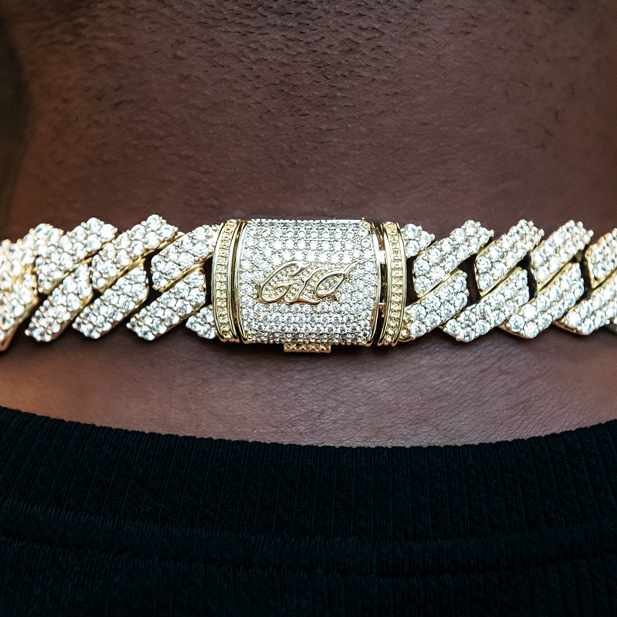 GLD Men Diamond Prong Cuban Chain in Yellow Gold - 19 mm
