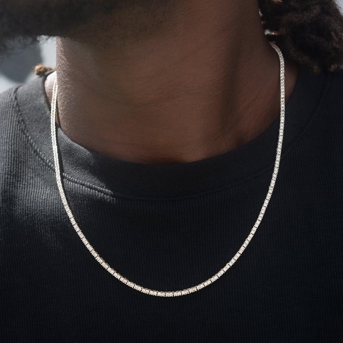 GLD Men Diamond Tennis Chain in Yellow Gold - 2 mm