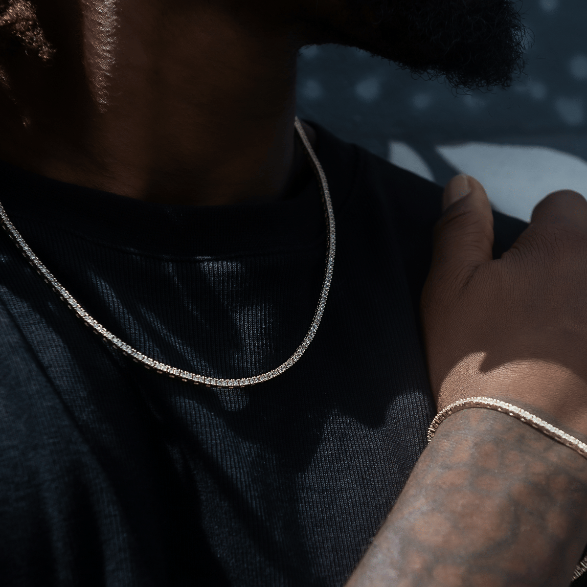 GLD Men Diamond Tennis Chain in Yellow Gold - 2 mm