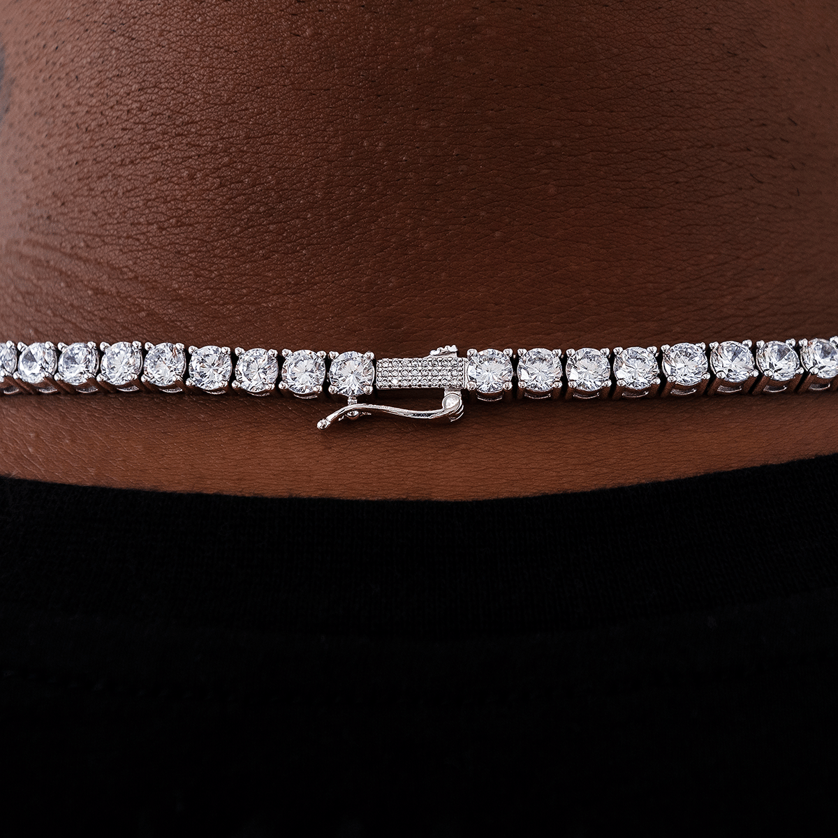 GLD Men Diamond Tennis Chain in White Gold - 5 mm