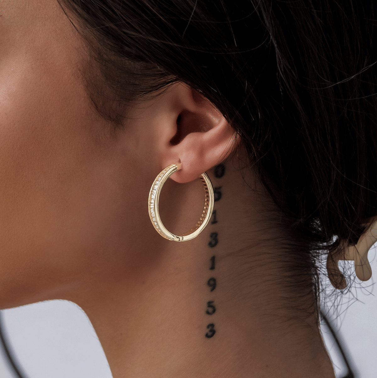 GLD Women Baguette Hoop Earrings in Yellow Gold