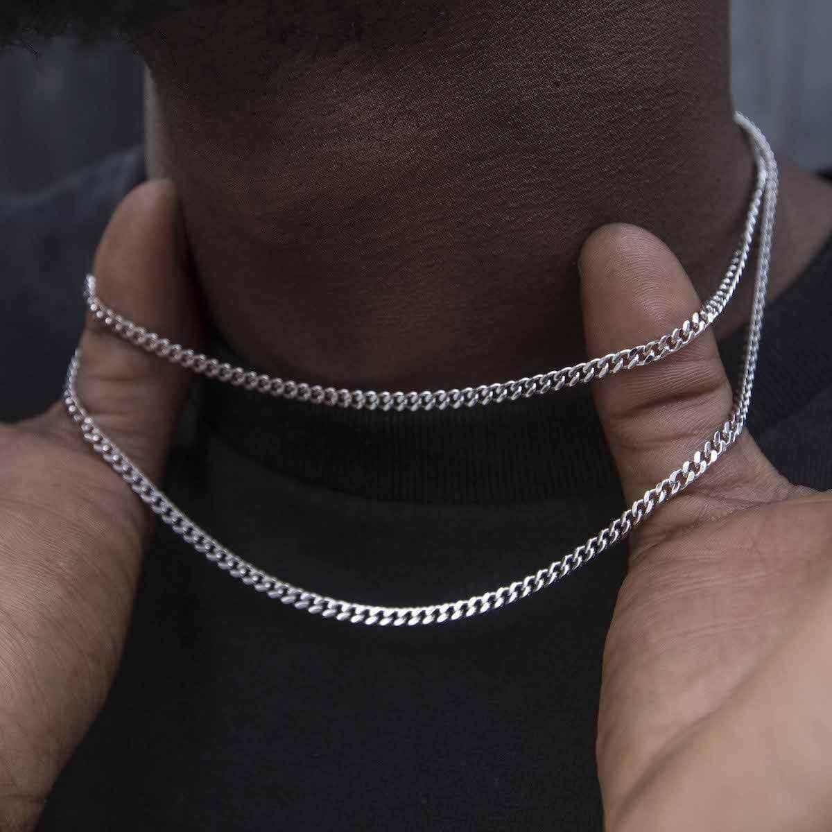 GLD Men Micro Cuban Chain in White Gold - 3 mm