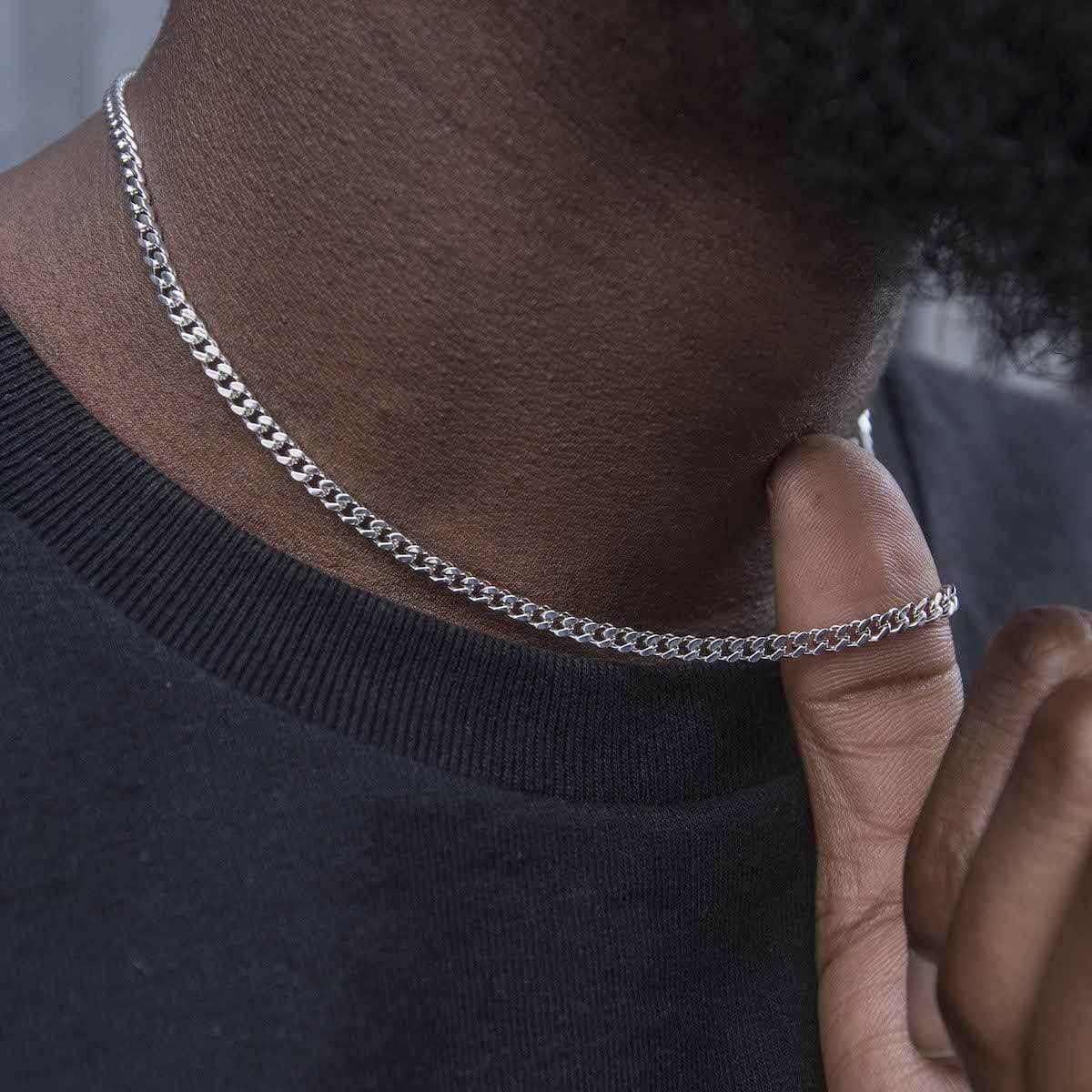 GLD Men Micro Cuban Chain in White Gold - 3 mm