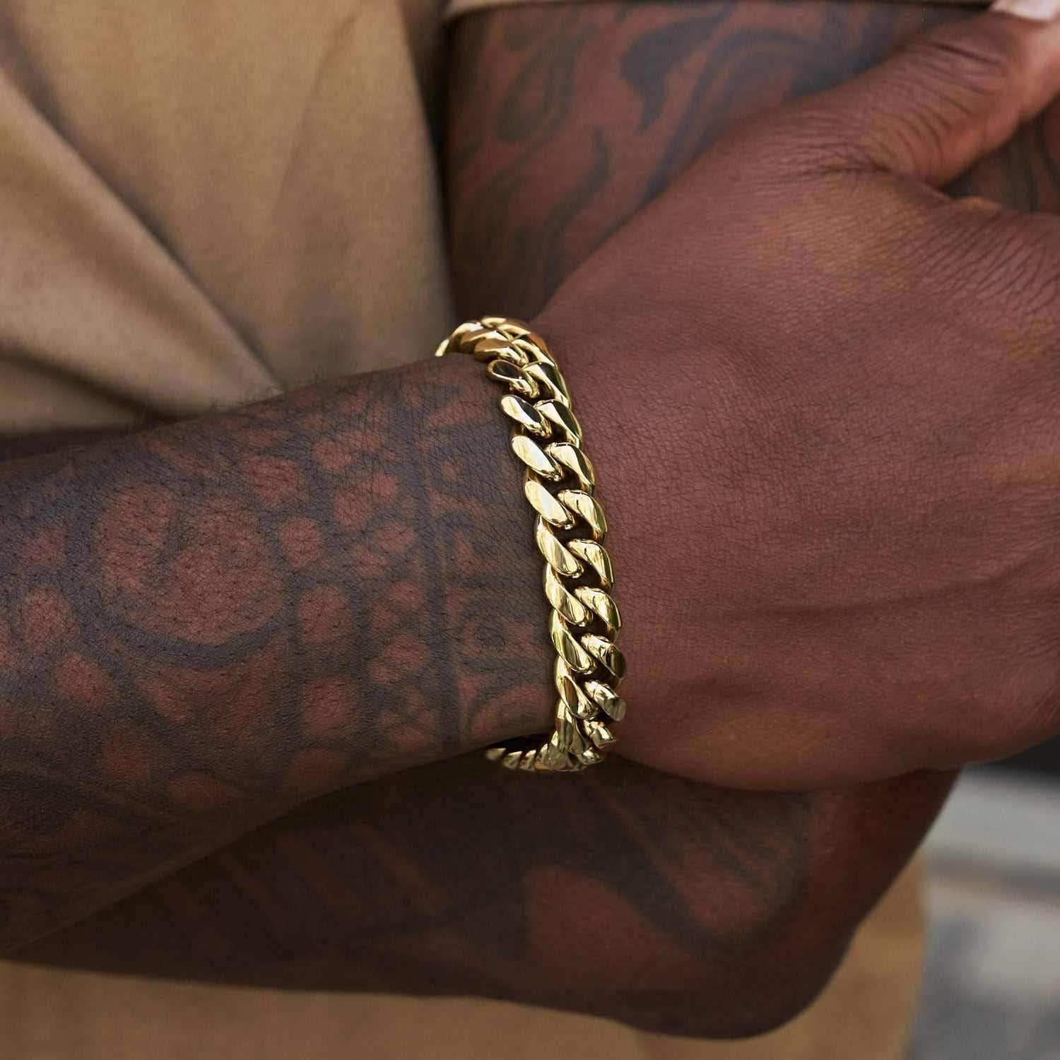 GLD Men Signature Cuban Link Bracelet in Yellow Gold - 12 mm