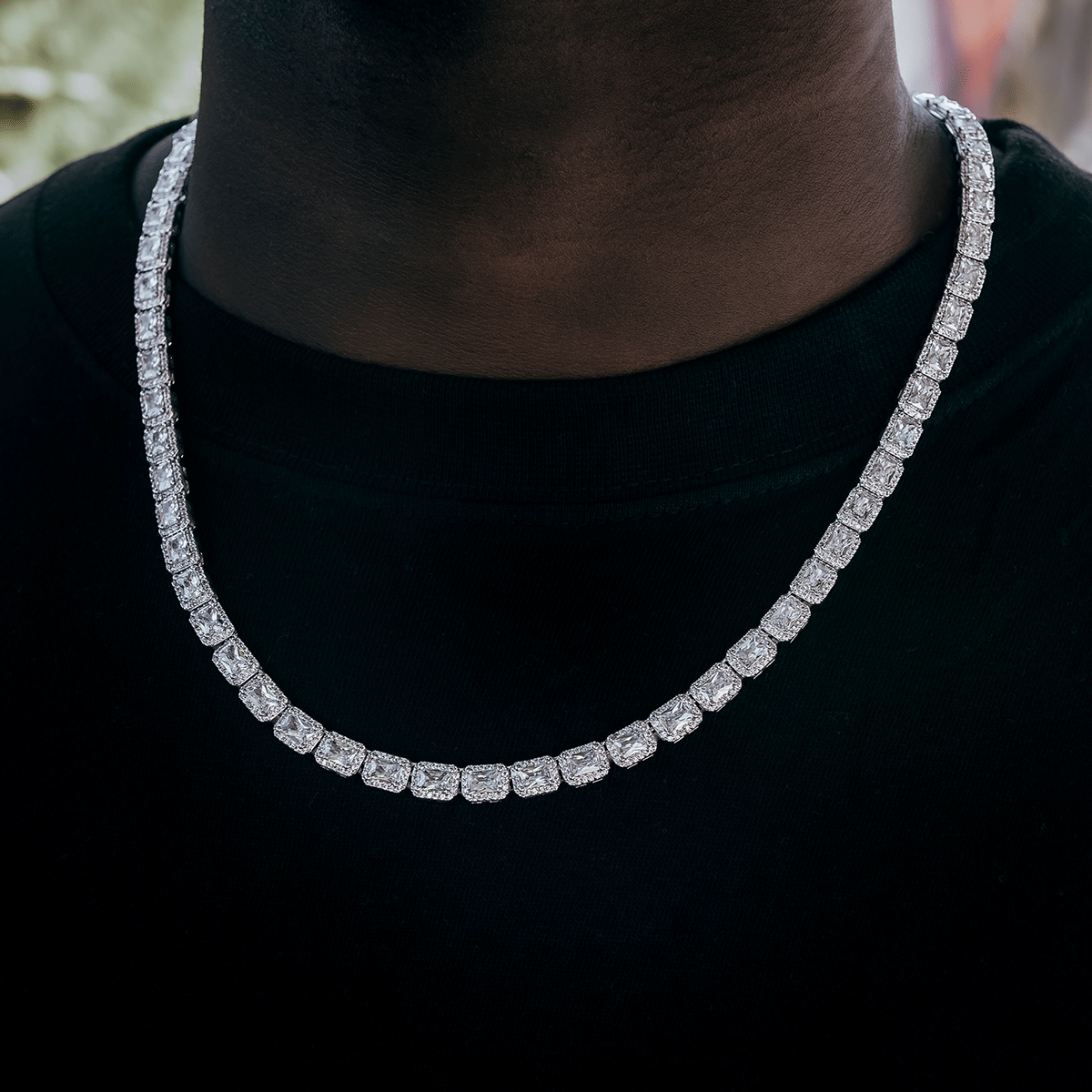 GLD Men Diamond Cushion Cut Tennis Chain