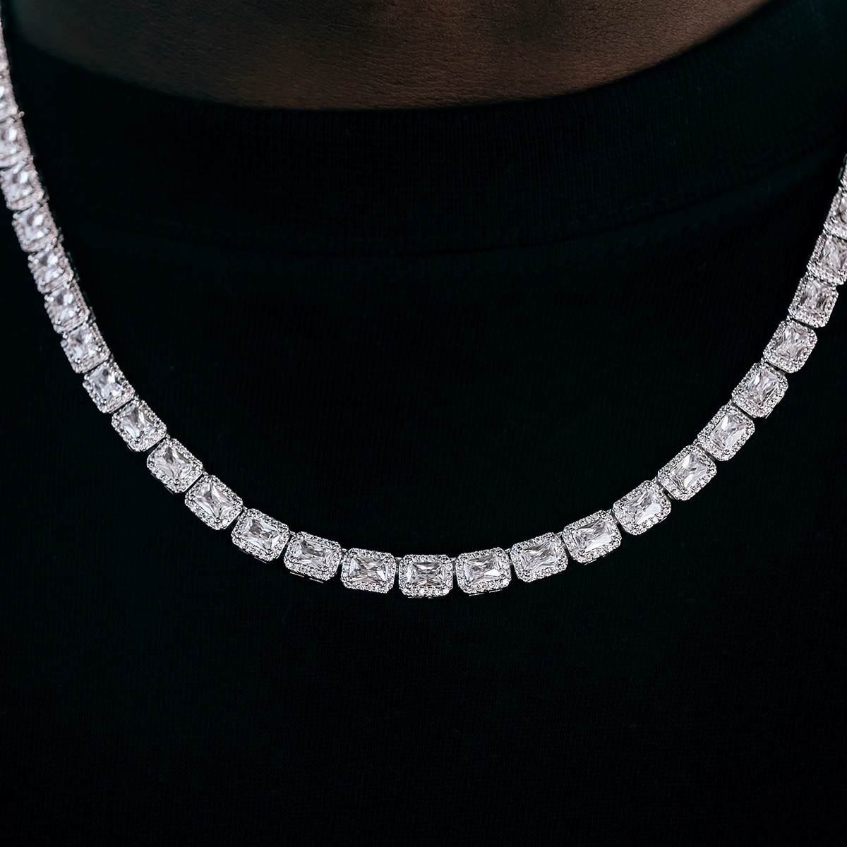 GLD Men Diamond Cushion Cut Tennis Chain