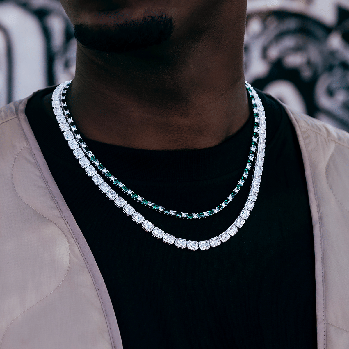 GLD Men Diamond Cushion Cut Tennis Chain