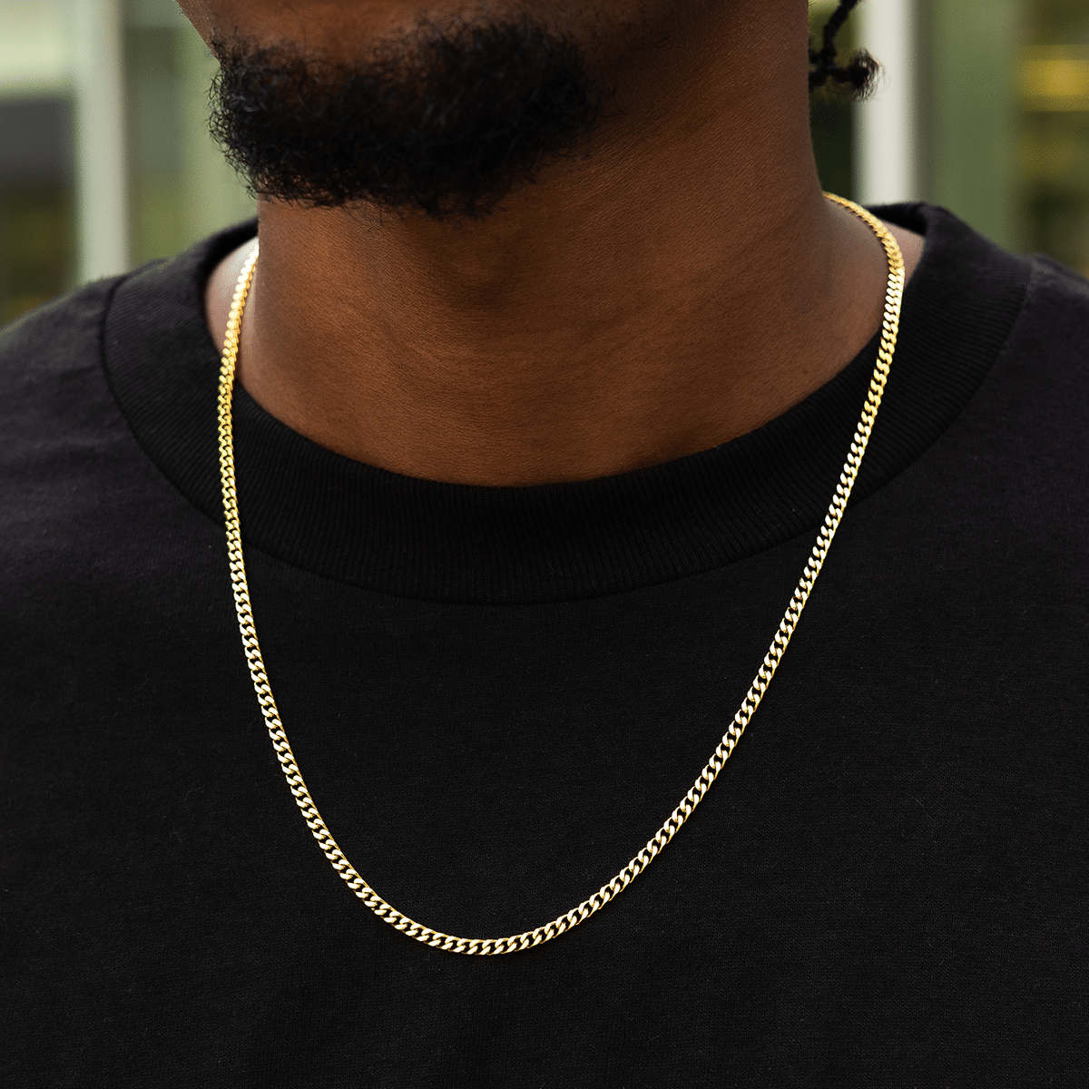GLD Men Micro Cuban Chain in Yellow Gold - 3 mm