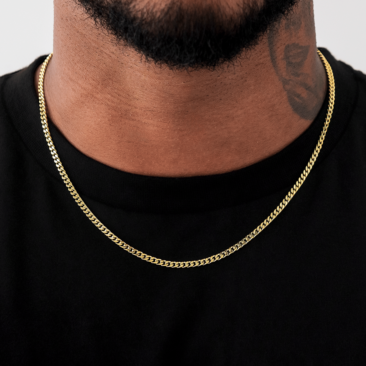 GLD Men Micro Cuban Chain in Yellow Gold - 3 mm