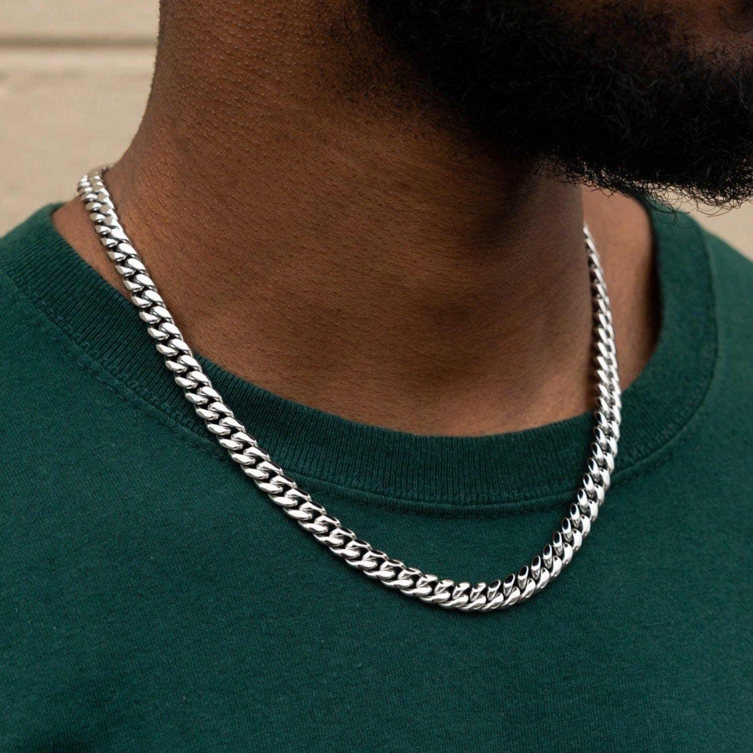 GLD Men Miami Cuban Link Chain in White Gold - 8 mm