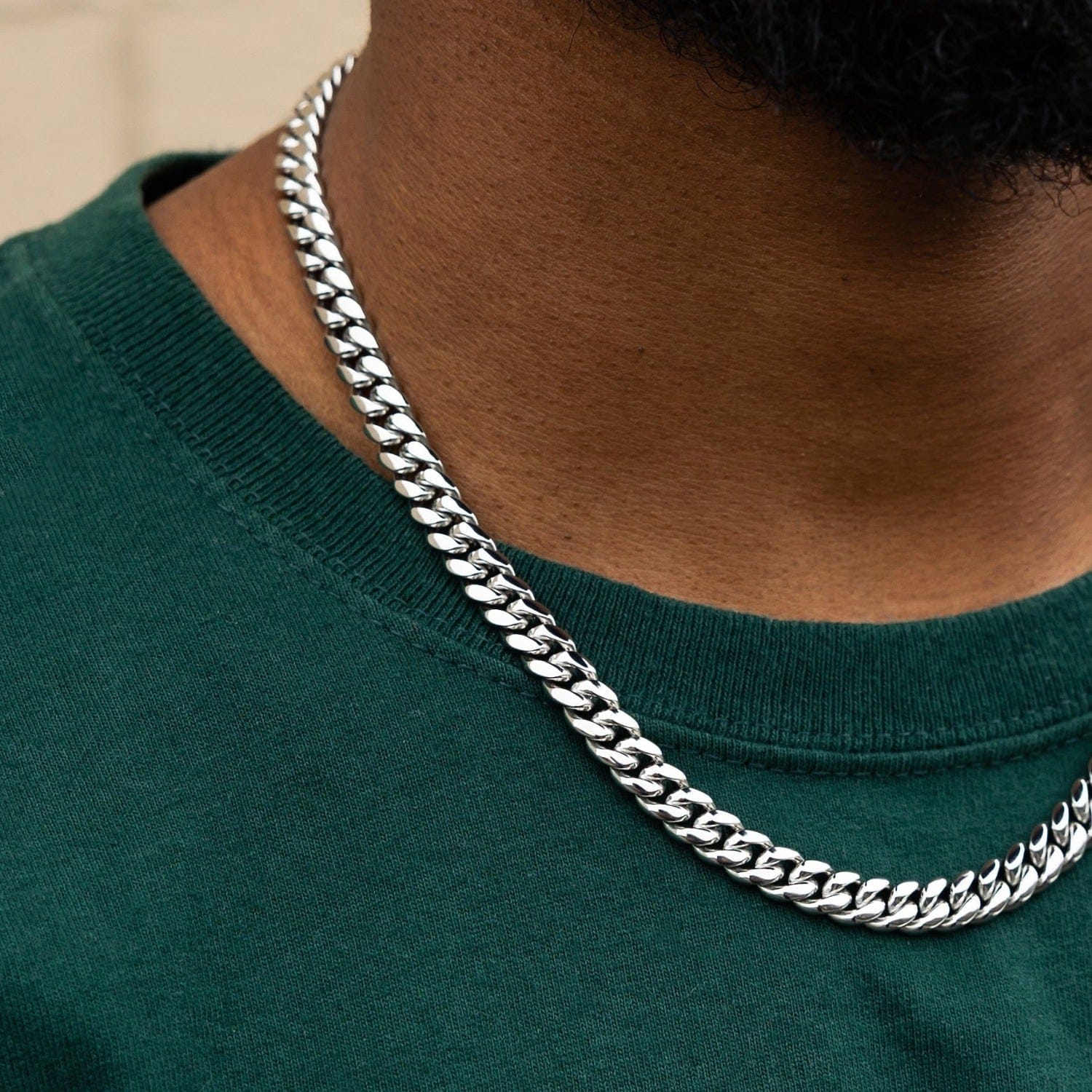 GLD Men Miami Cuban Link Chain in White Gold - 8 mm