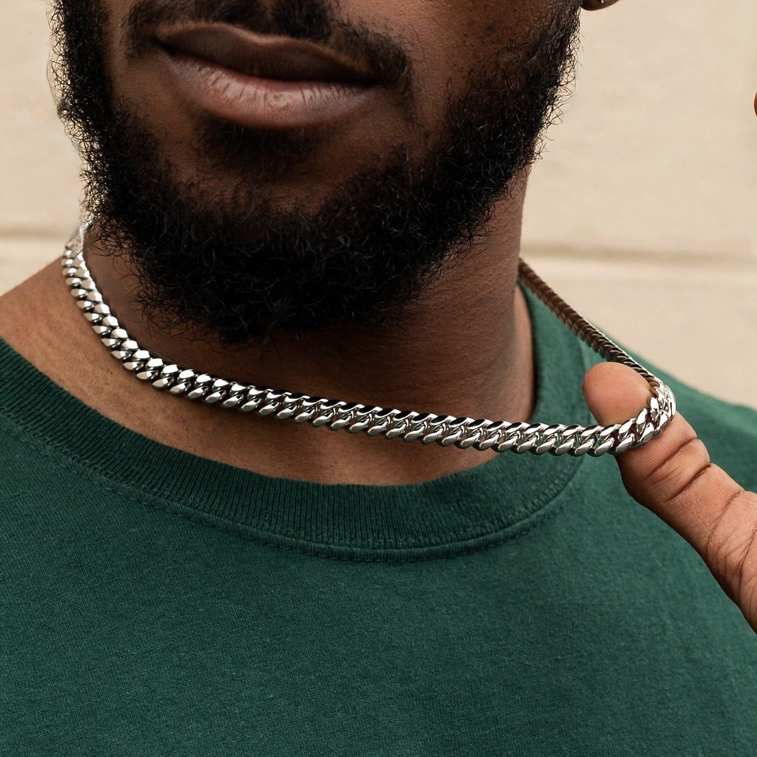 GLD Men Miami Cuban Link Chain in White Gold - 8 mm