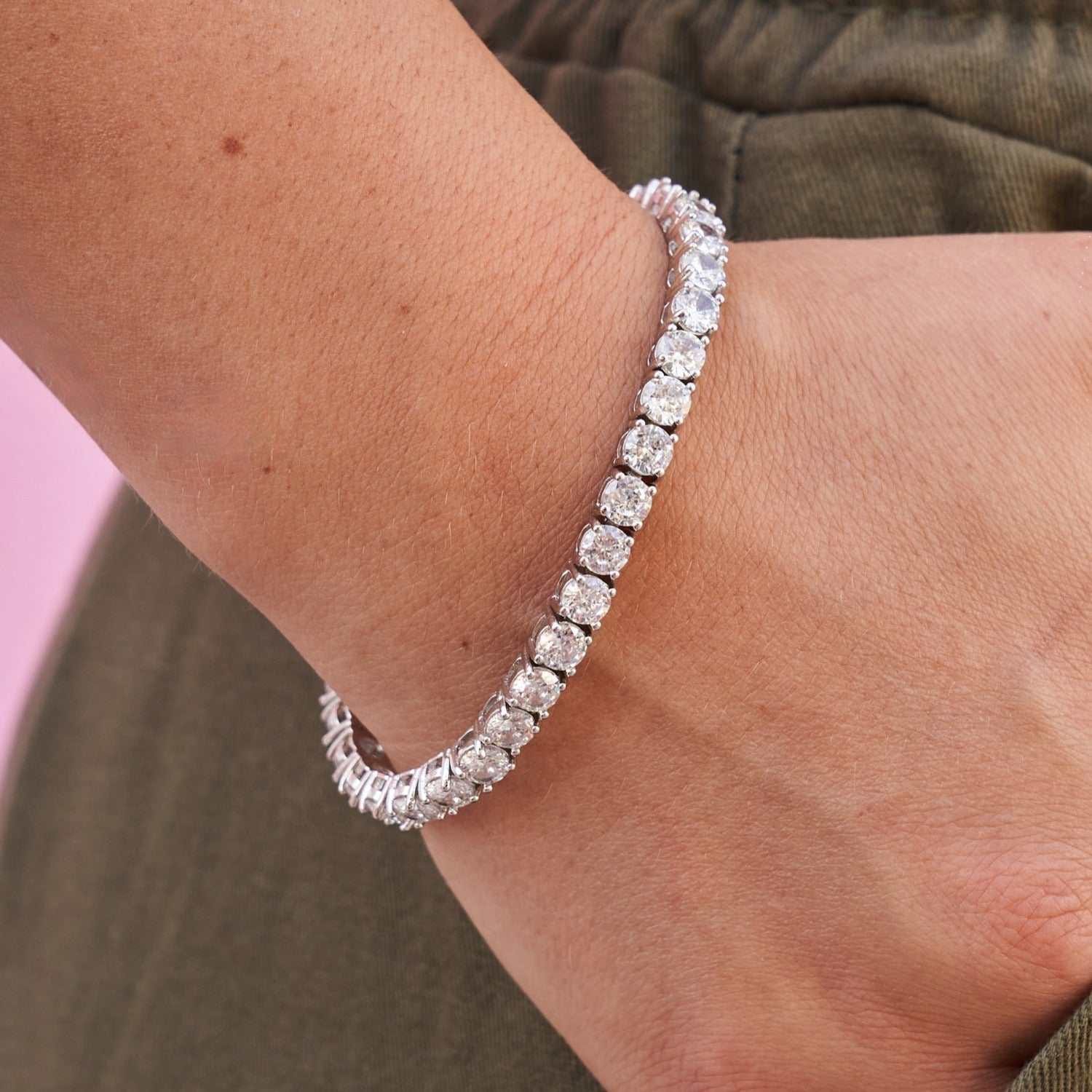 GLD Women Diamond Tennis Bracelet in White Gold - 5 mm