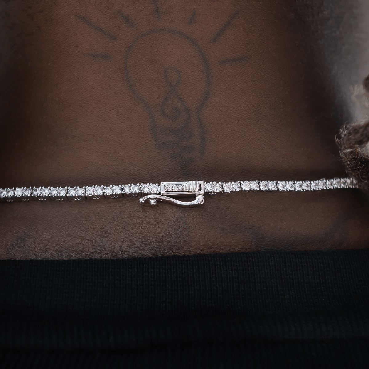 GLD Men Diamond Tennis Chain in White Gold - 2 mm