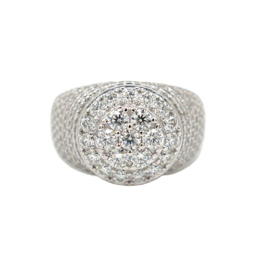 GLD Men Men's Moissanite Diamond Cluster Ring in White Gold Vermeil