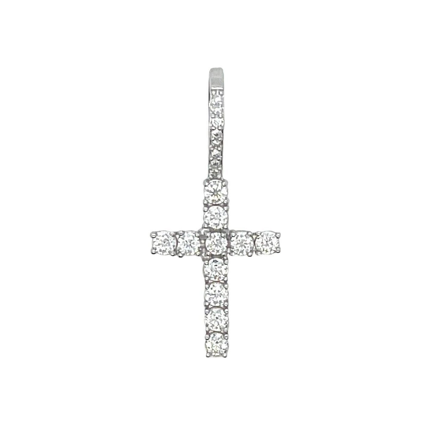 GLD Women Moissanite Diamond Cross Micro Pendant in Sterling Silver