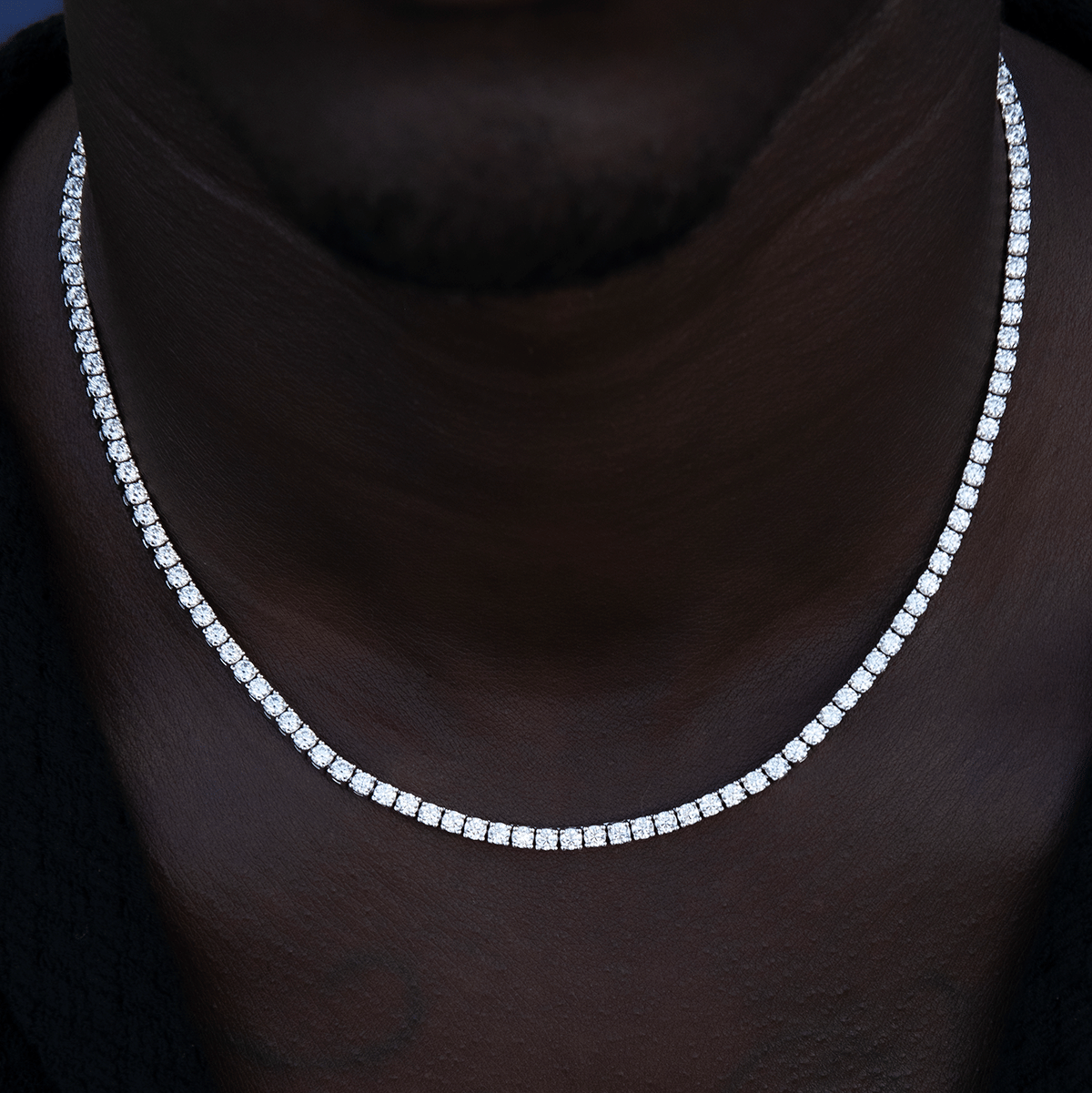GLD Men Moissanite Diamond Tennis Chain in Sterling Silver - 3 mm