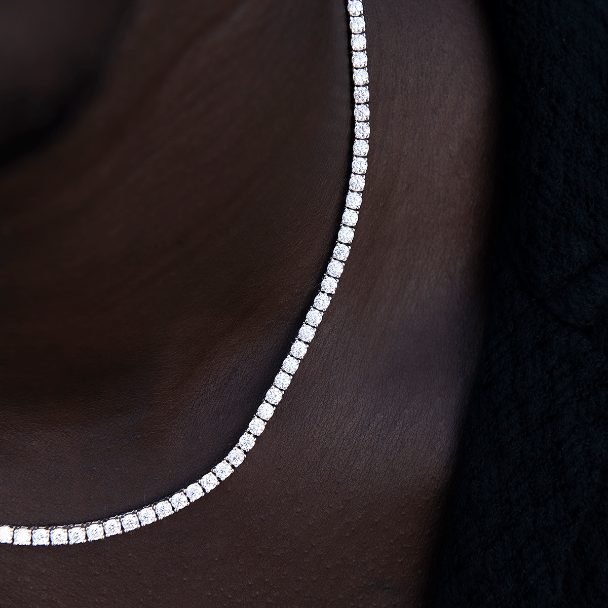 GLD Men Moissanite Diamond Tennis Chain in Sterling Silver - 3 mm