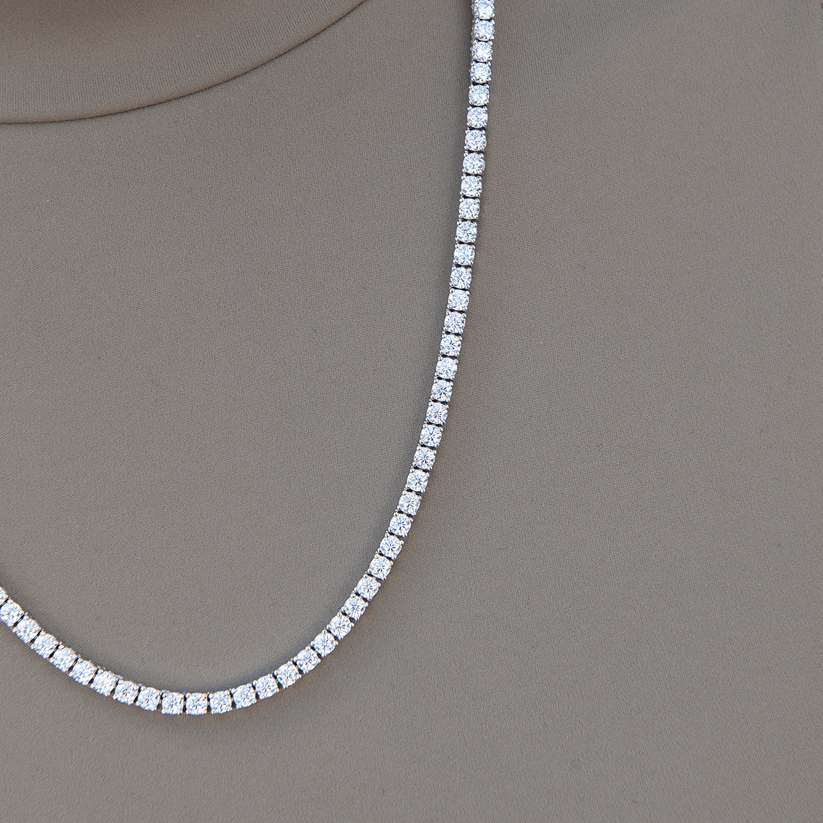 GLD Women Moissanite Diamond Tennis Necklace in Sterling Silver - 3 mm