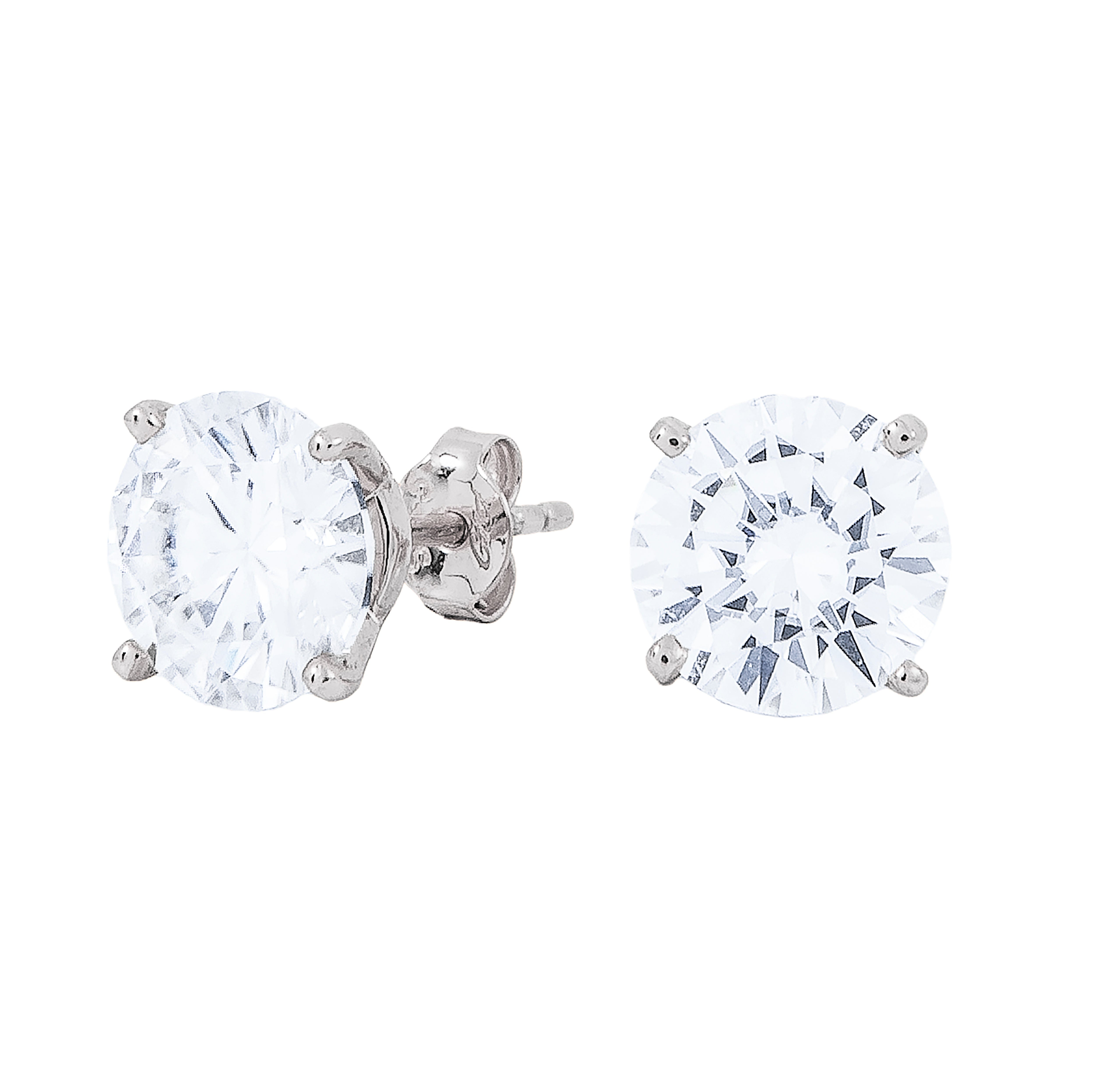 GLD Men 8 mm Round Cut Moissanite Diamond Stud Earrings in Sterling Silver