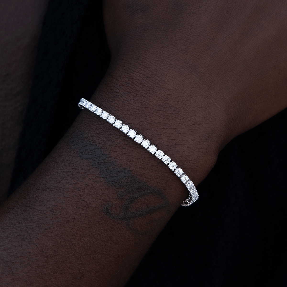 GLD Men Moissanite Diamond Tennis Bracelet in Sterling Silver - 3 mm