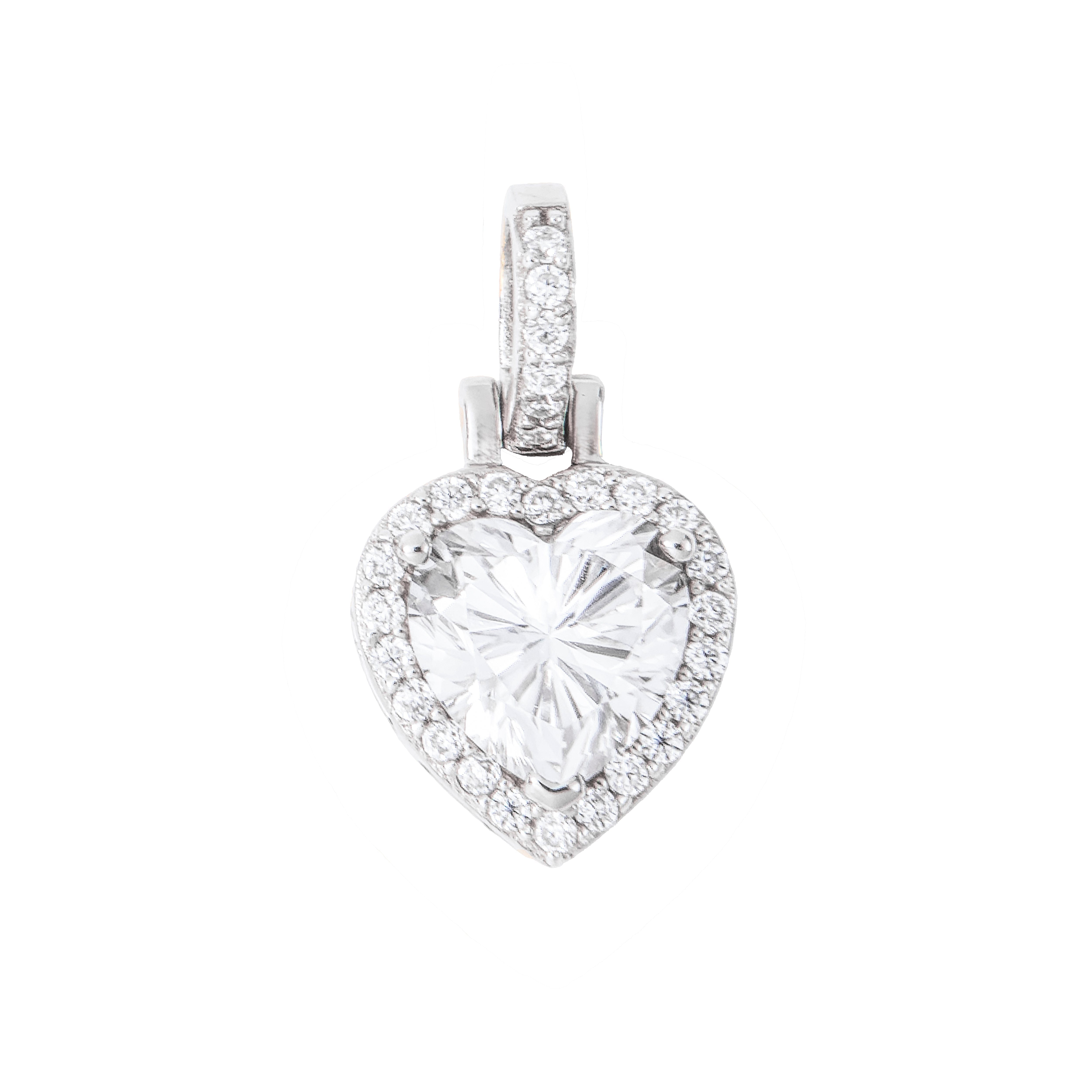 GLD Women Moissanite Micro Iced Heart Pendant in Sterling Silver