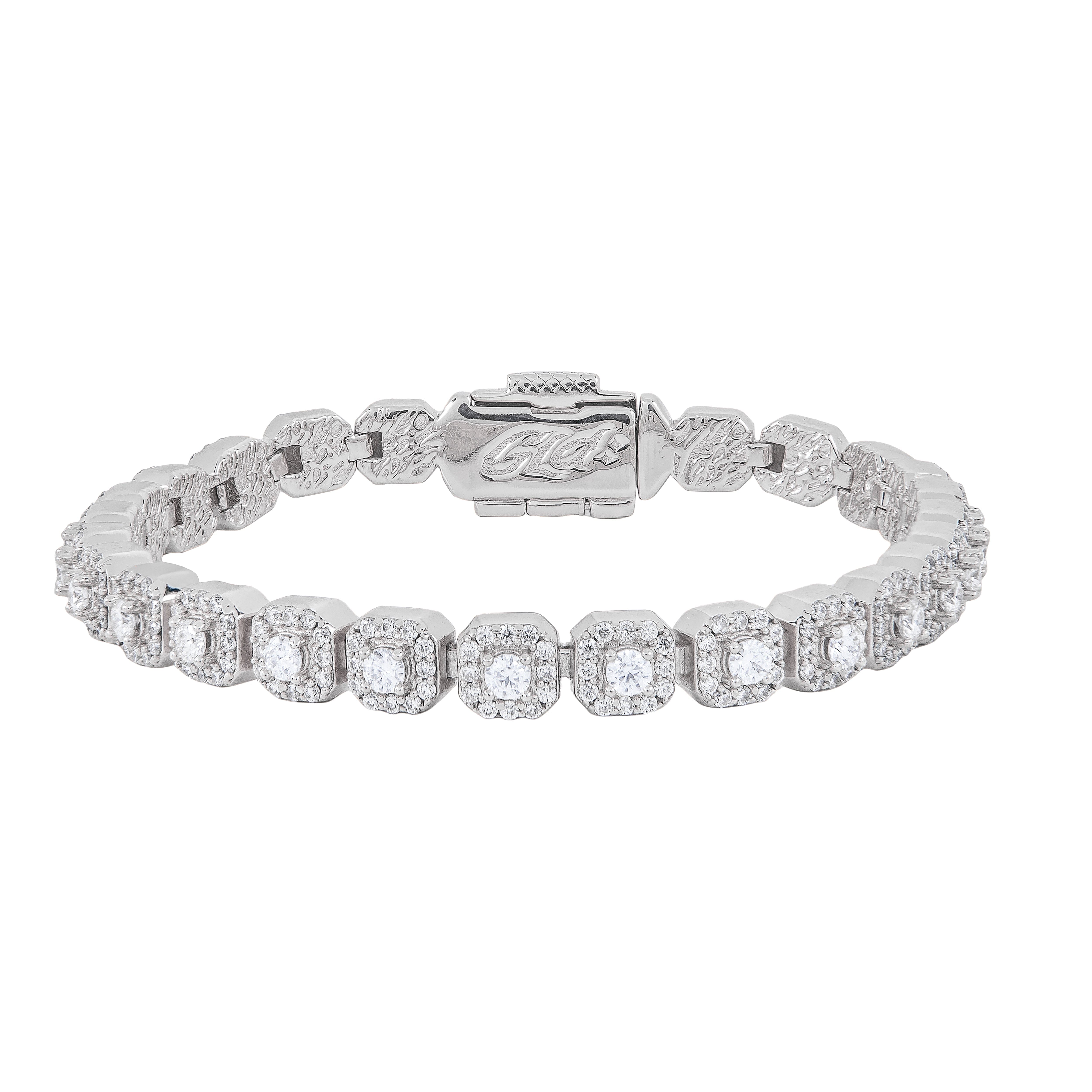 GLD Men Clustered Moissanite Tennis Bracelet in Sterling Silver - 6 mm