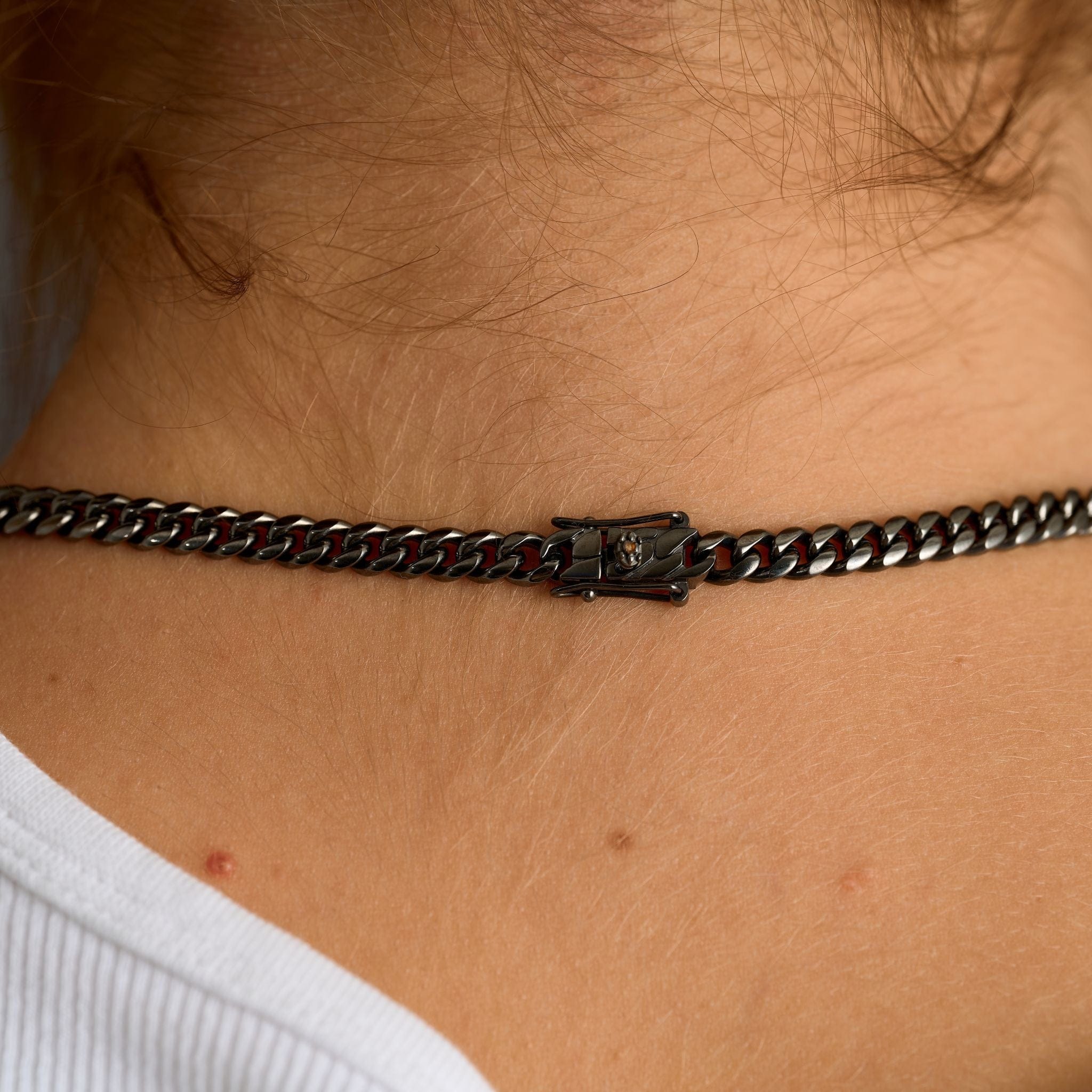 GLD Women Miami Cuban Chain Necklace in Black - 5 mm