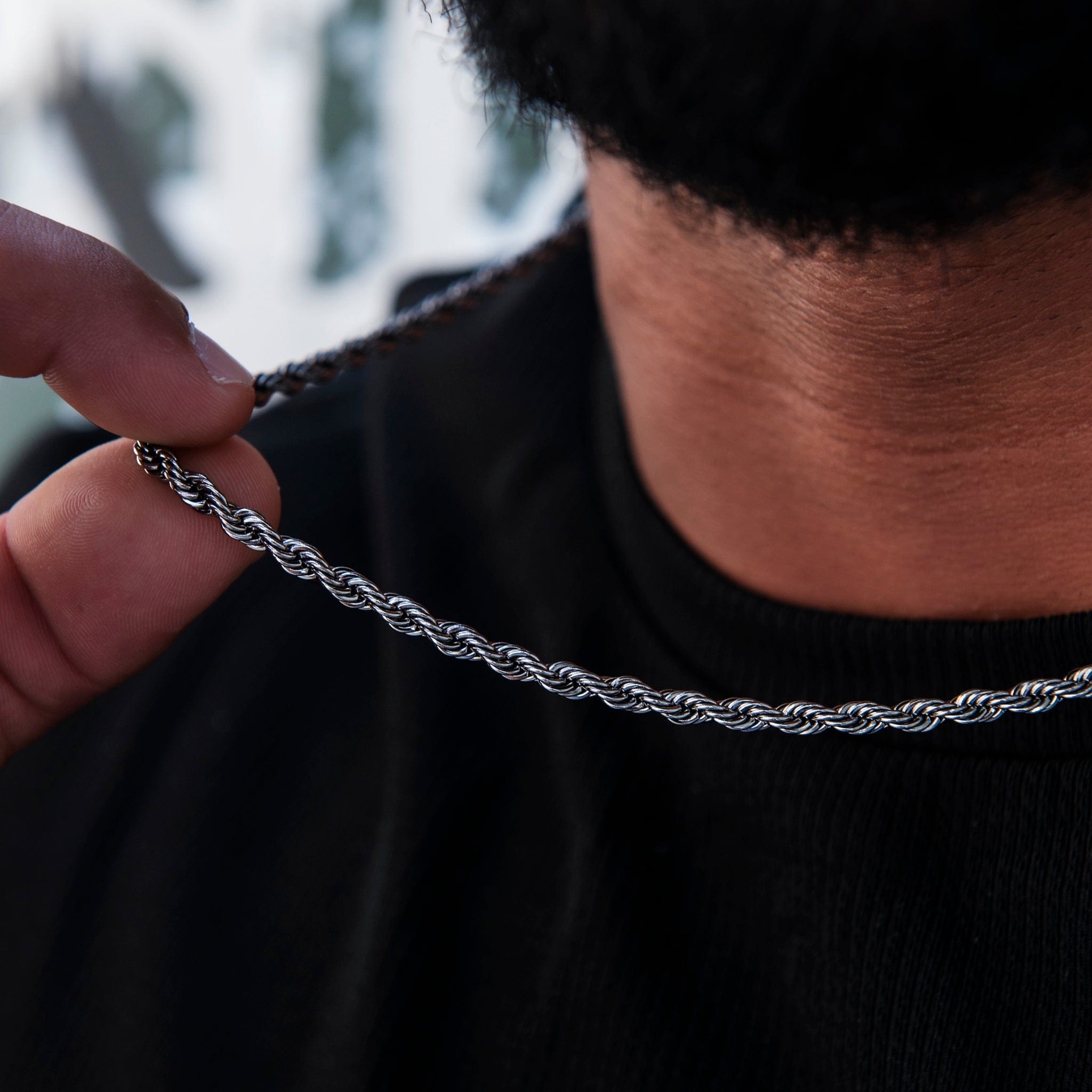GLD Men Rope Chain in Black - 4 mm