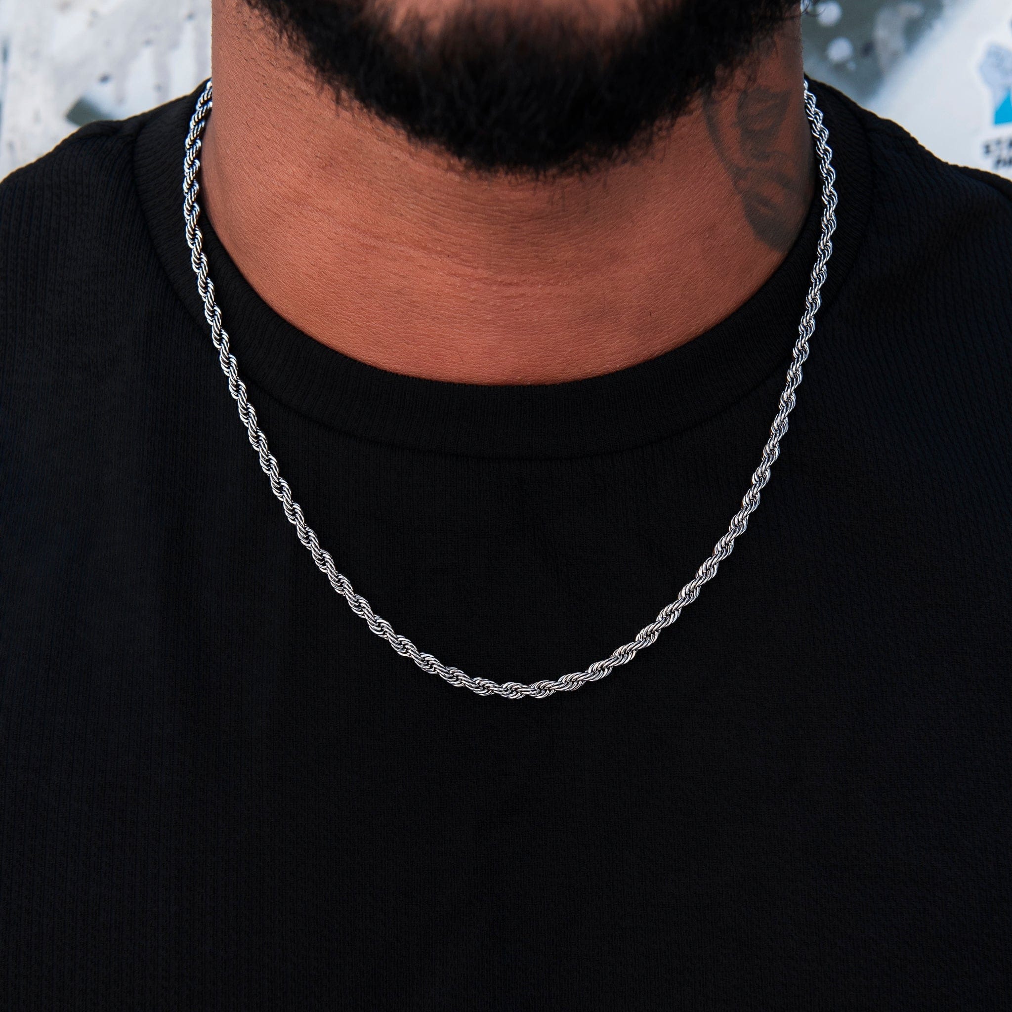 GLD Men Rope Chain in Black - 4 mm