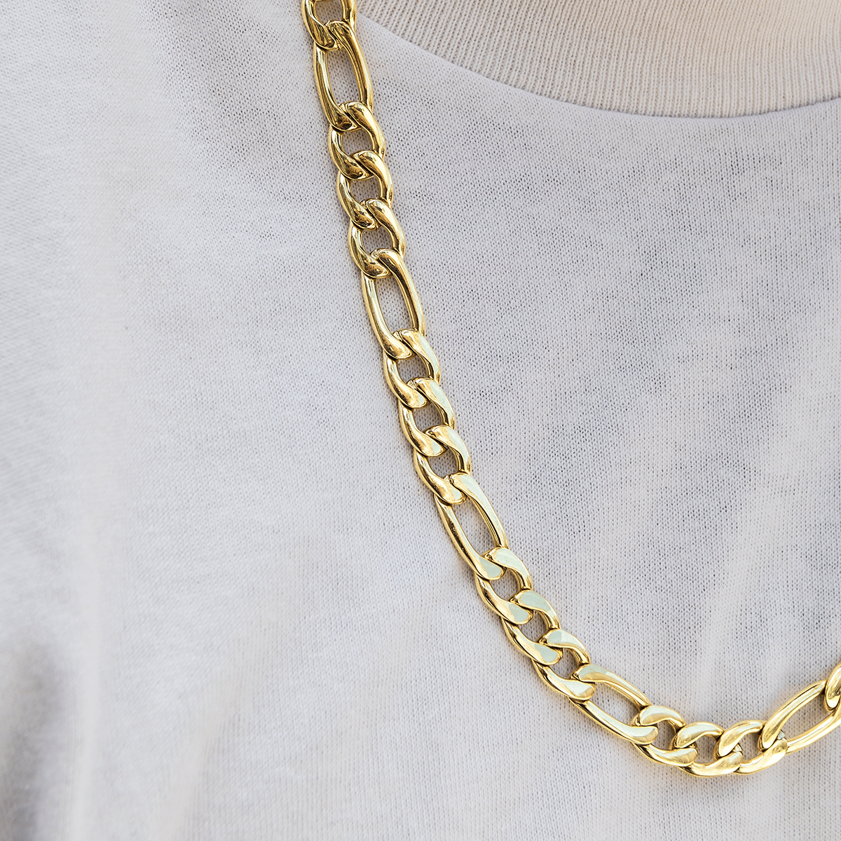 GLD Men Figaro Chain in Yellow Gold - 9 mm