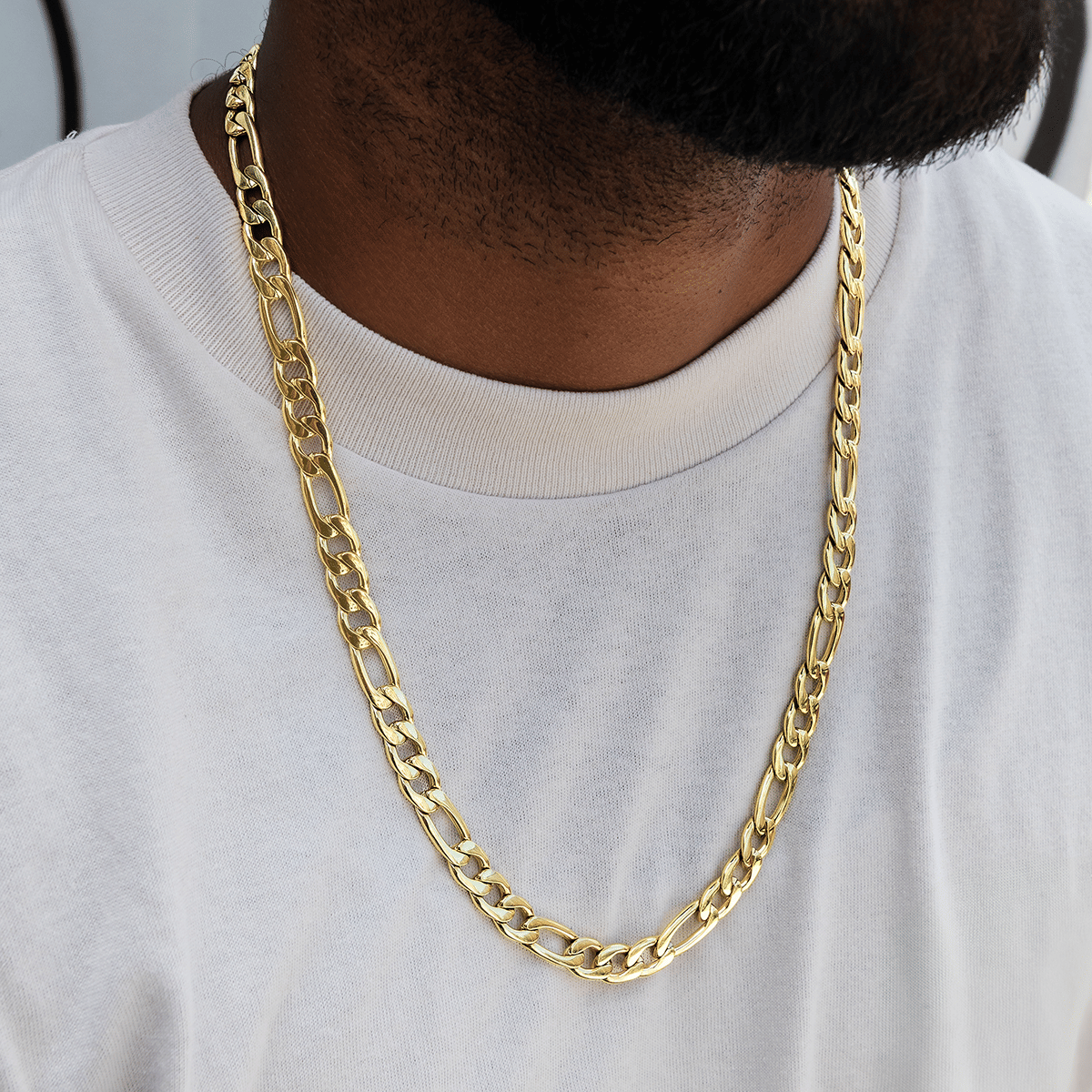 GLD Men Figaro Chain in Yellow Gold - 9 mm