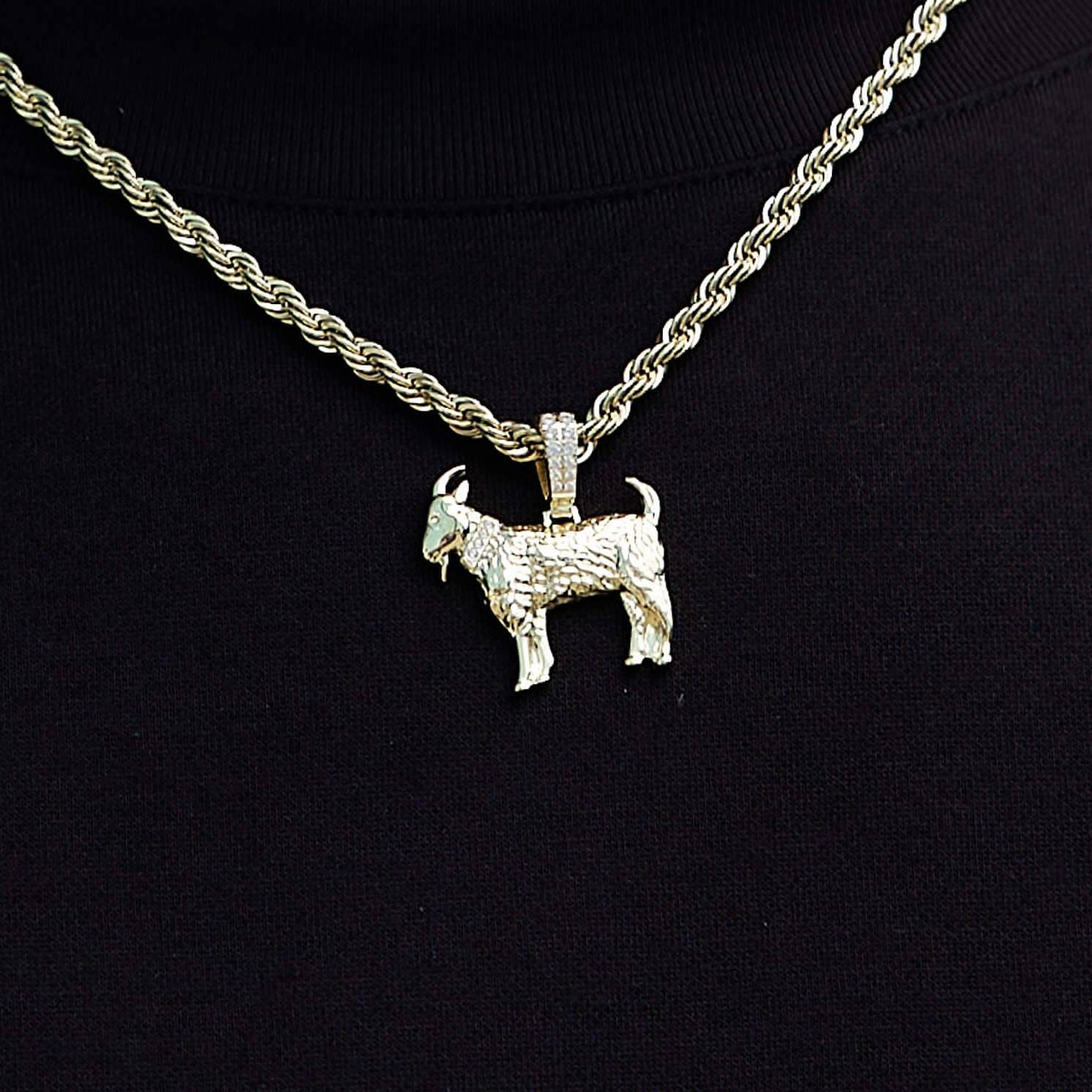 GLD Men Micro Simple Goat Pendant in Yellow Gold