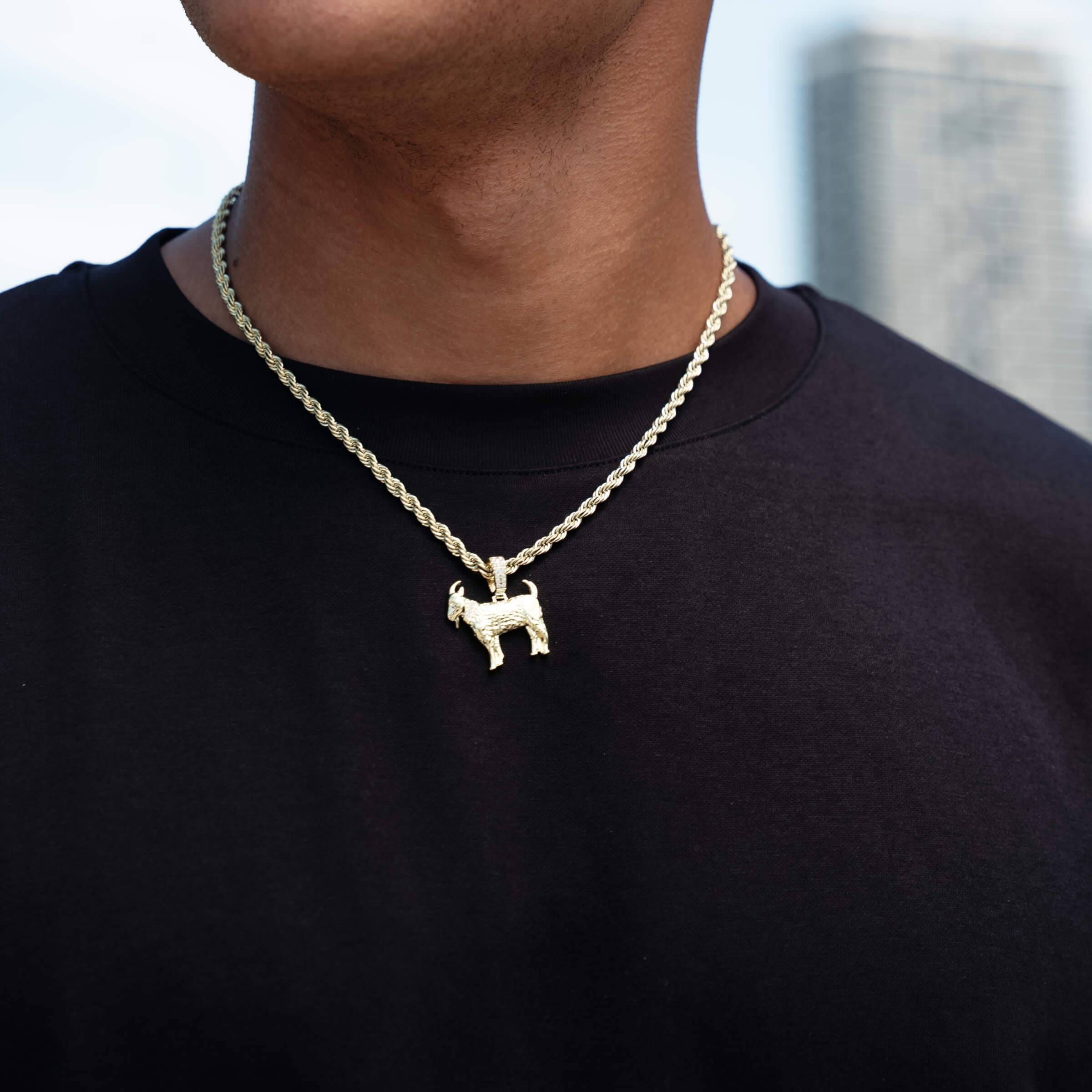 GLD Men Micro Simple Goat Pendant in Yellow Gold