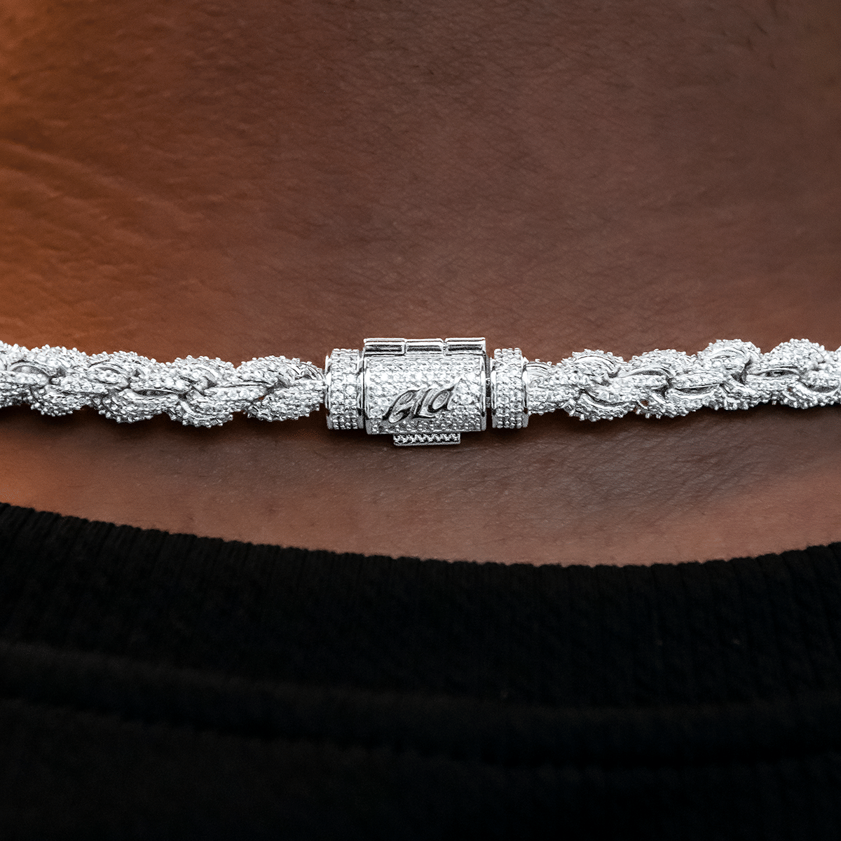 GLD Men Diamond Rope Chain in White Gold - 8 mm