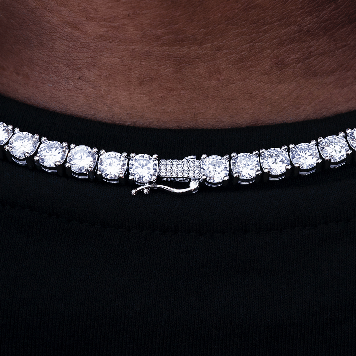 GLD Men Diamond Tennis Chain in White Gold - 7 mm