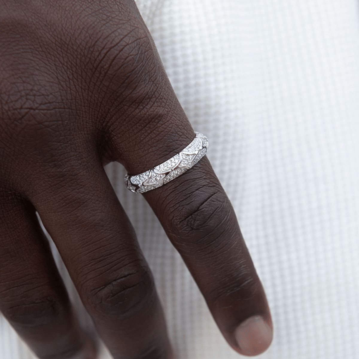 GLD Men GLD Bezel Star Ring in White Gold Vermeil